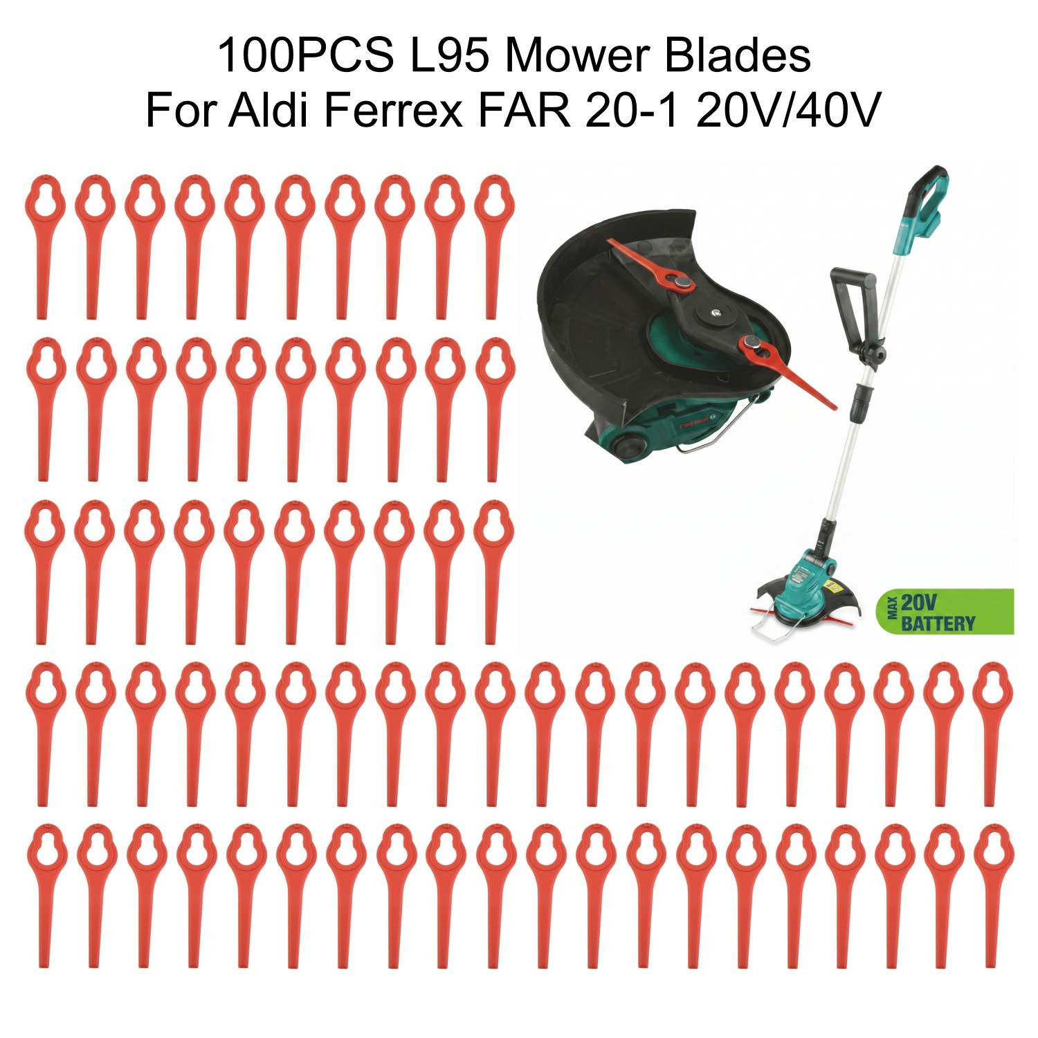 100Pcs 95mm Mower Blades Plast - Gardening Tools Usa ulasan dan harga