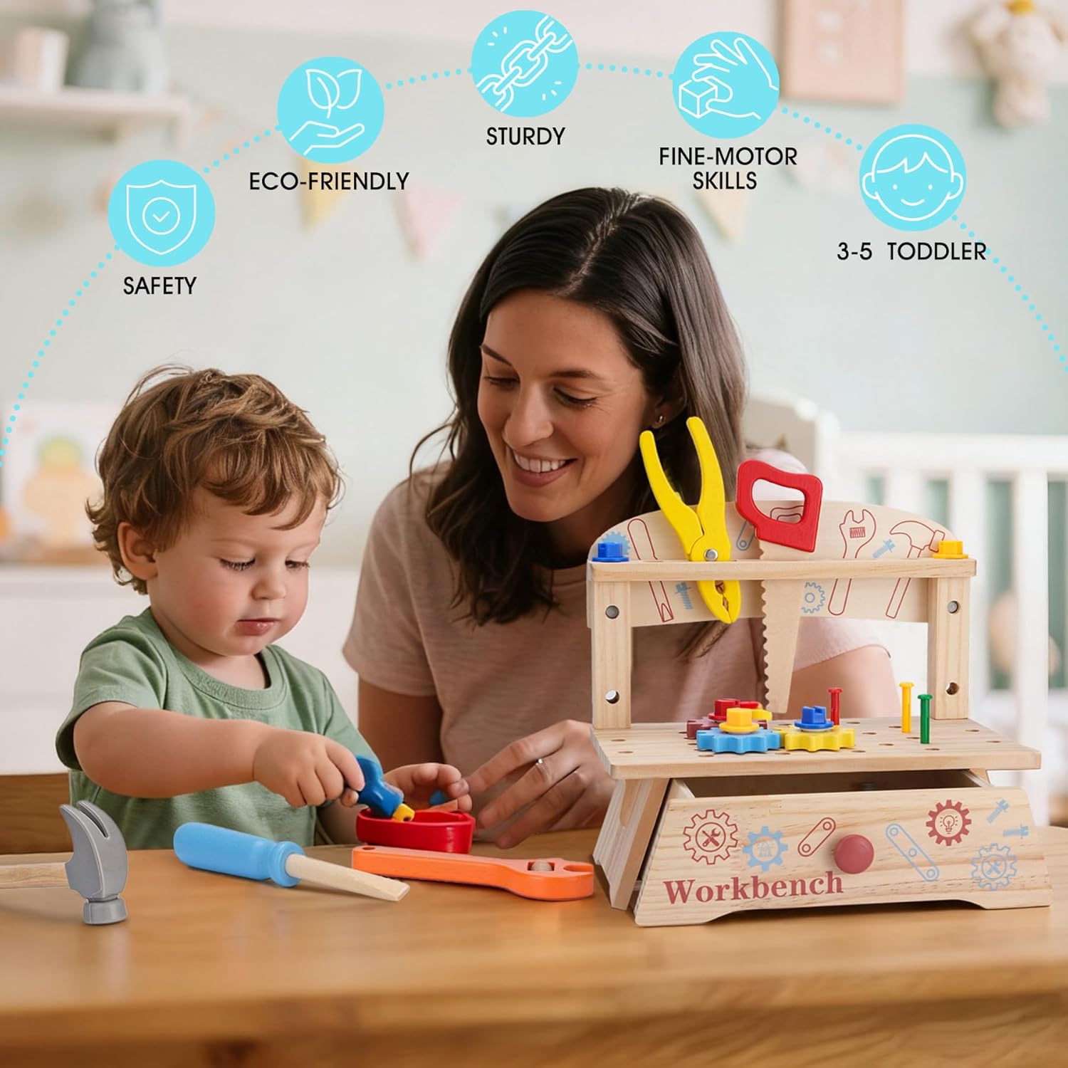 Wooden Tool Bench for Kids,Mon - Gardening Tools Girls ulasan dan harga